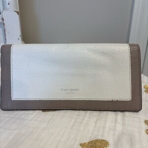 Kate Spade White and Brown Leather Snap Wallet